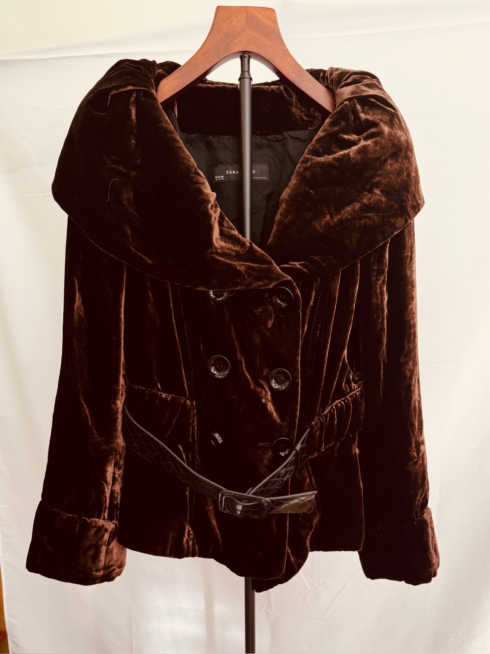 Zara Brown Velvet Peacoat